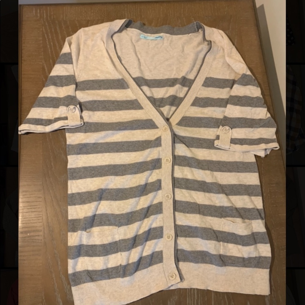Gray and Cream striped sweater